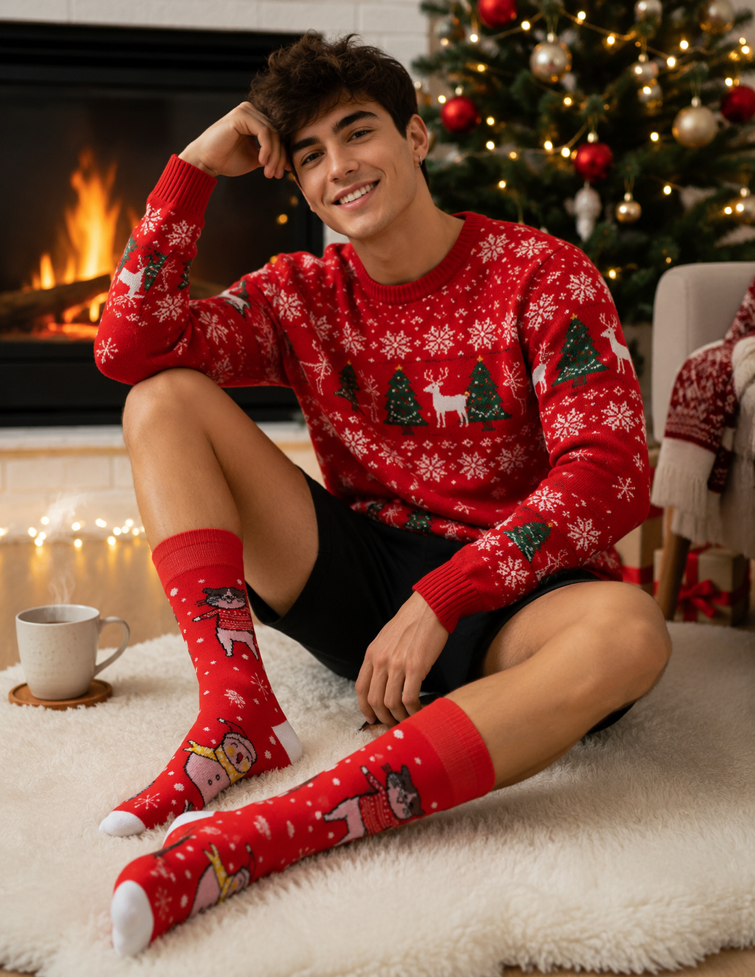 Calcetines Navidad Copos De Nieve / "Gatito Y Muñeco De Nieve"