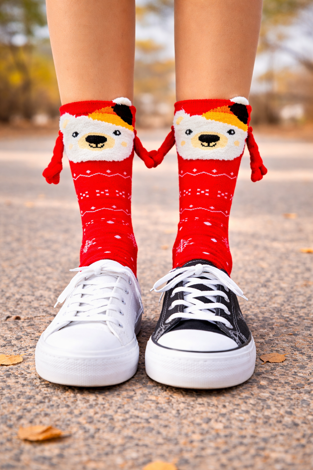 Calcetas Navideñas Manitas Imán Moda Cute Oso Polar 1 Par
