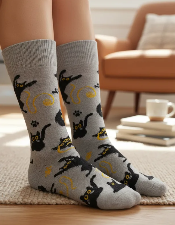 Calcetines Divertidos "Gatos Salem"