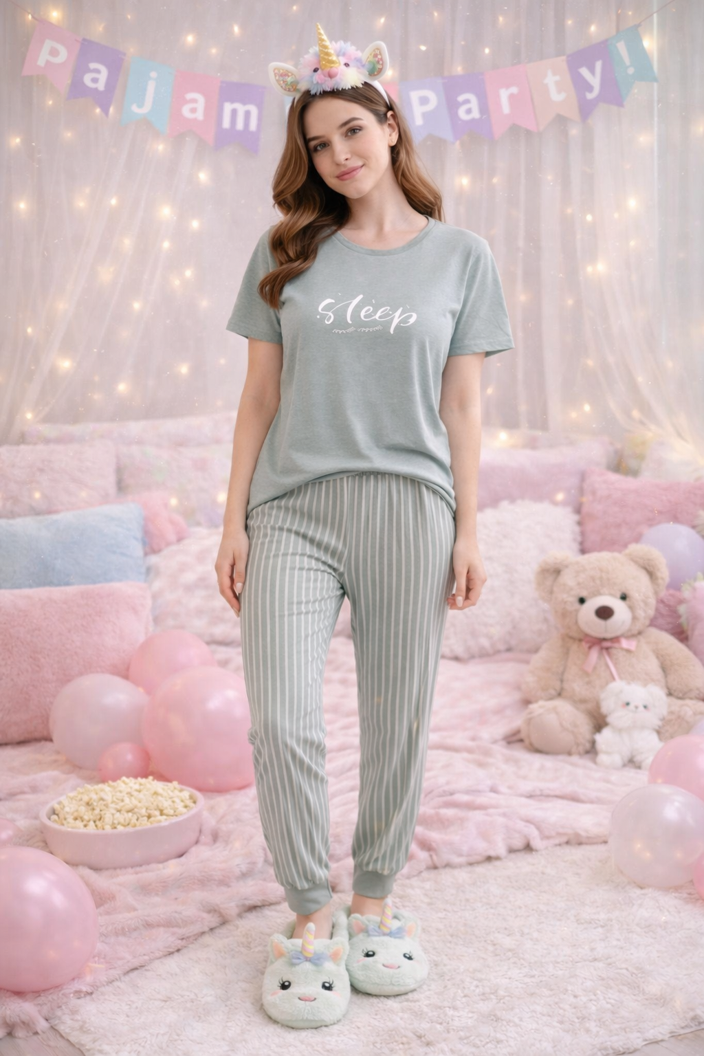 Conjunto De Pijama Dama Blusa Y Pantalón Rayas Elegante Discreta Moda Colores