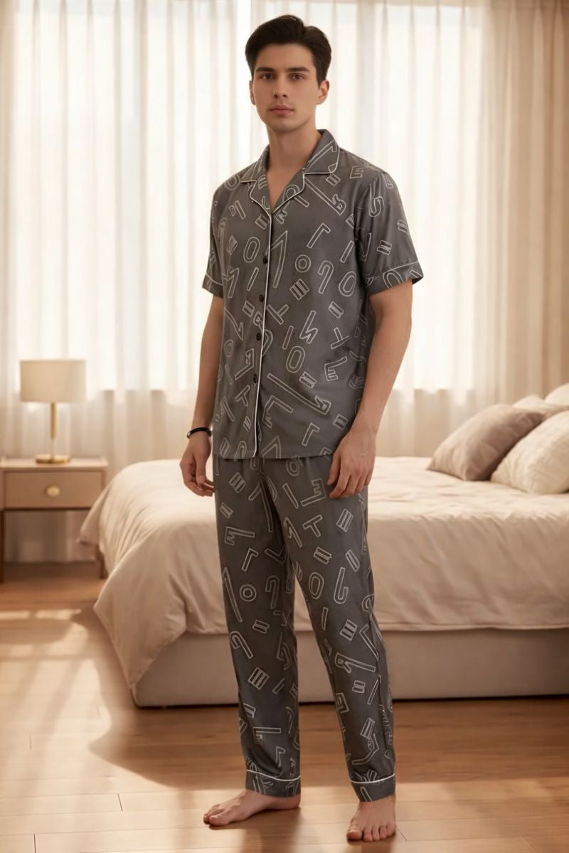 Pijama De Hombre Letras Color Gris