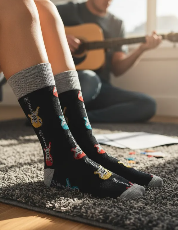 Calcetines Divertidos "Guitarras De Colores"