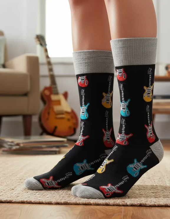 Calcetines Divertidos "Guitarras De Colores"