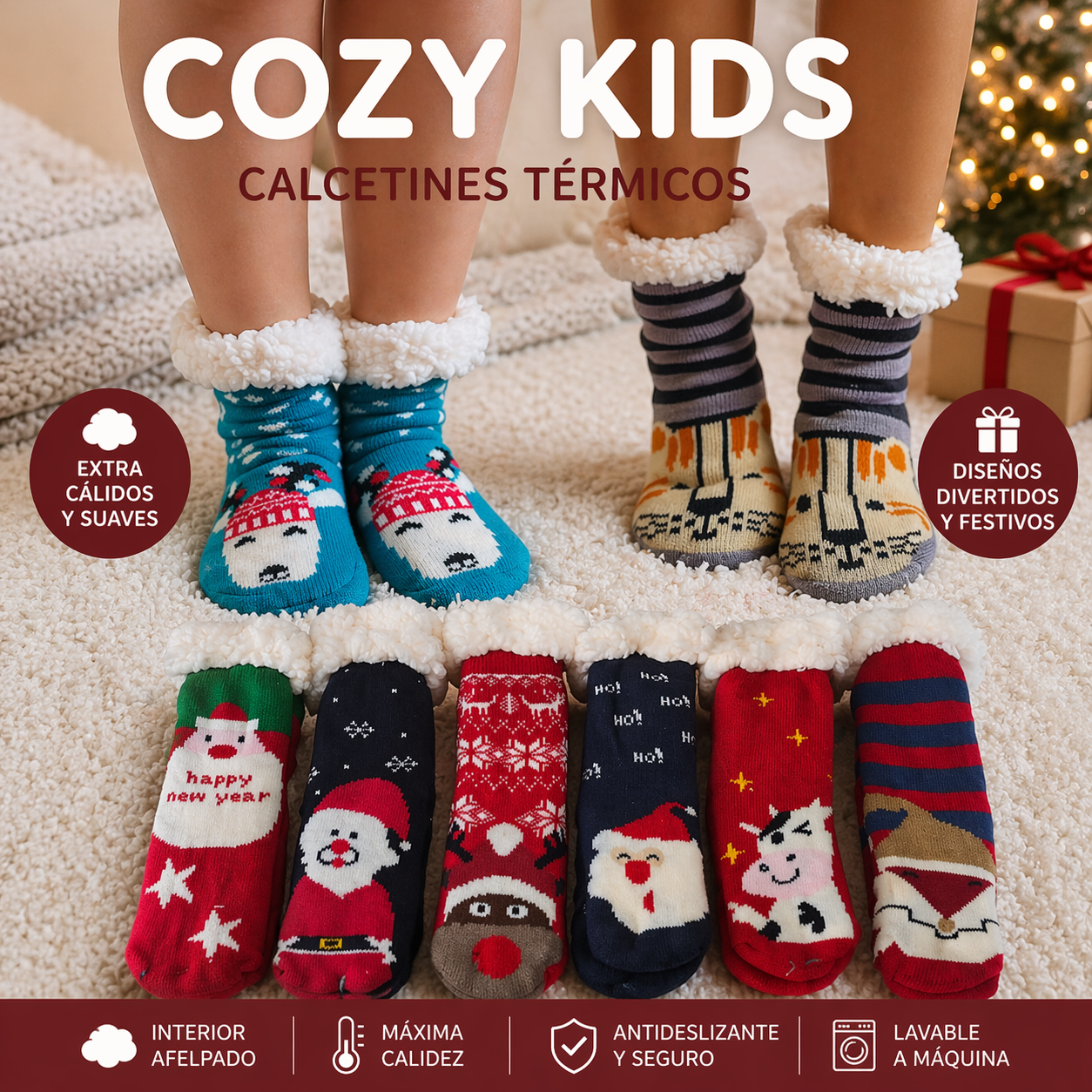 Calcetines De Borrego Niñ@ Peluche Térmicas Invierno 2 Pares