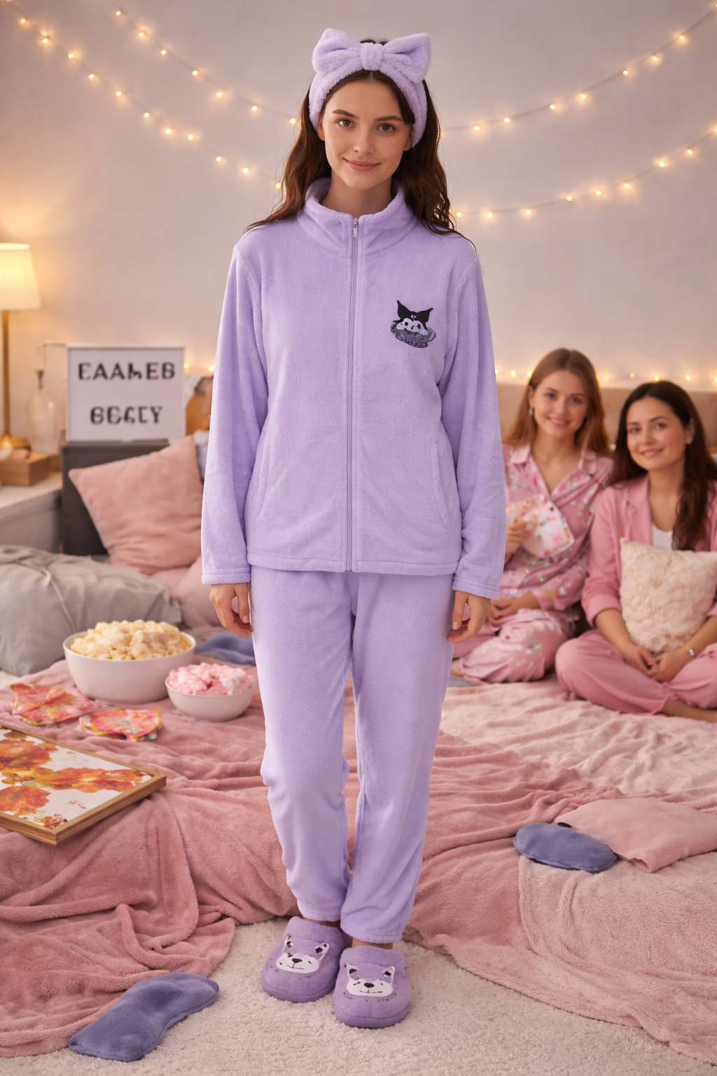 Pijama Afelpada Dama Moda Calientitas Polar Pantalón Y Suéter Diseño De Kuromi