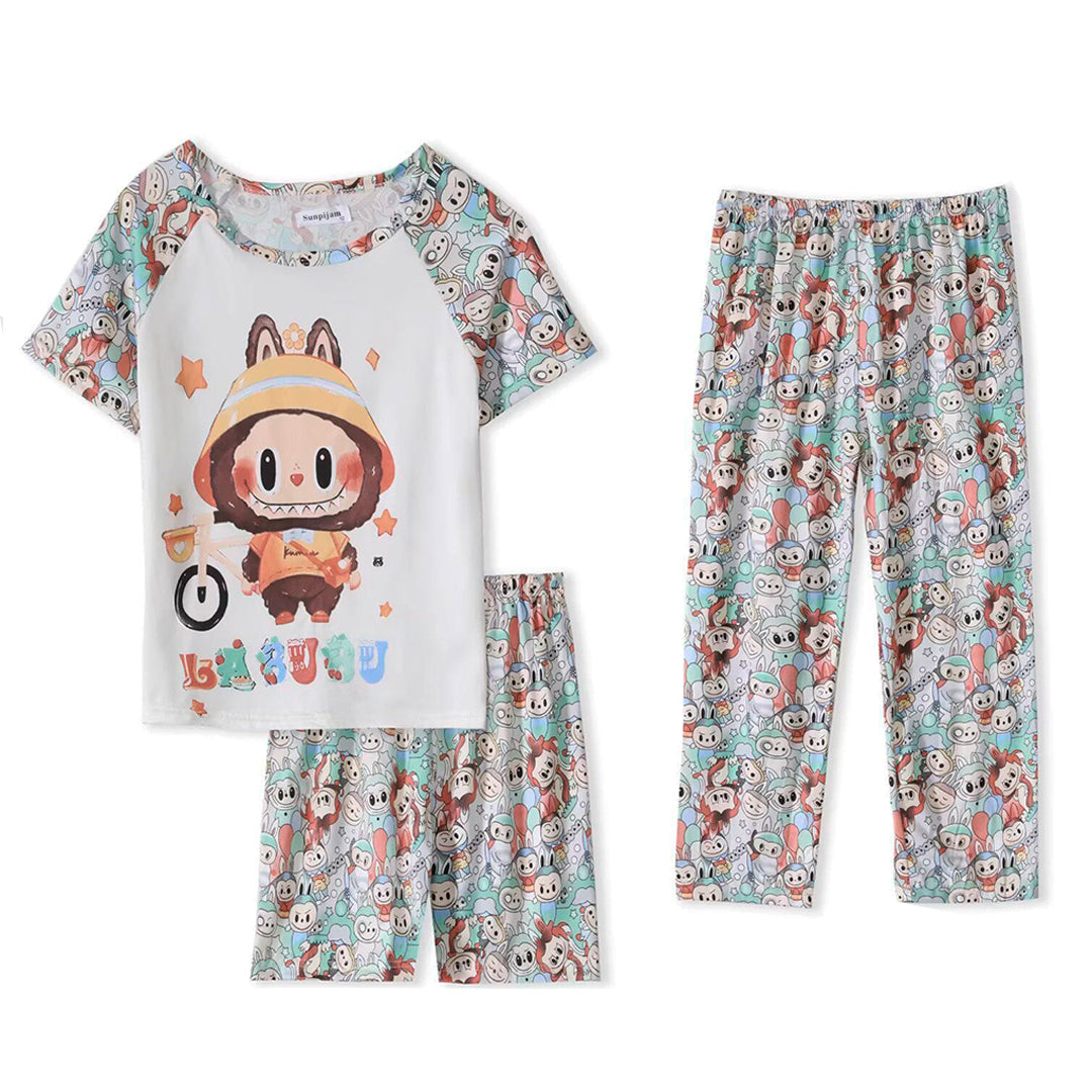 Pijama Infantil De La Bubu Niño/Niña Pantalón, Short y Playera Fresca Moda