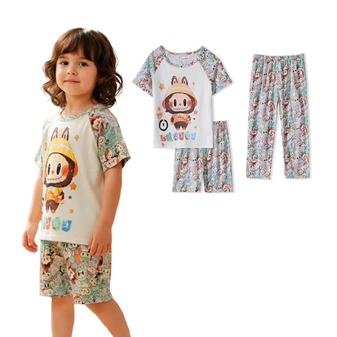 Pijama Infantil De La Bubu Niño/Niña Pantalón, Short y Playera Fresca Moda