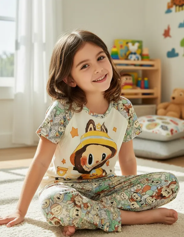 Pijama Infantil De La Bubu Niño/Niña Pantalón, Short y Playera Fresca Moda