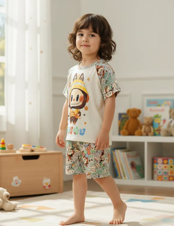 Pijama Infantil De La Bubu Niño/Niña Pantalón, Short y Playera Fresca Moda