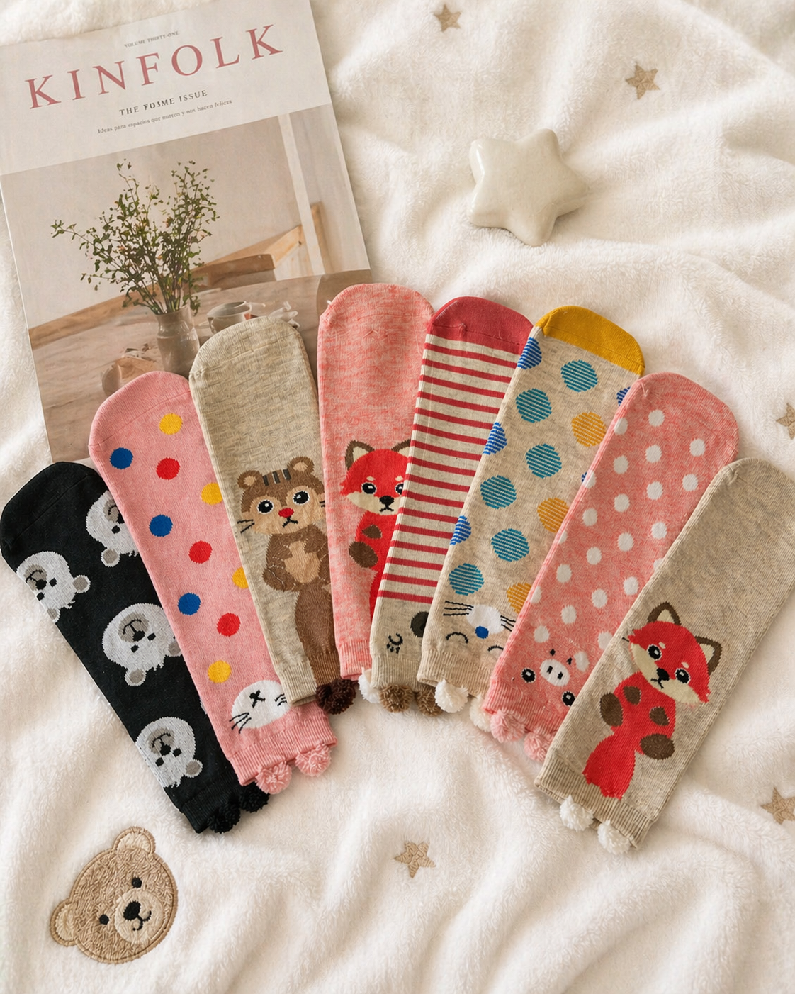 Calcetas Orejitas Mujer 3D Animalitos Algodón Cute 10 Pares