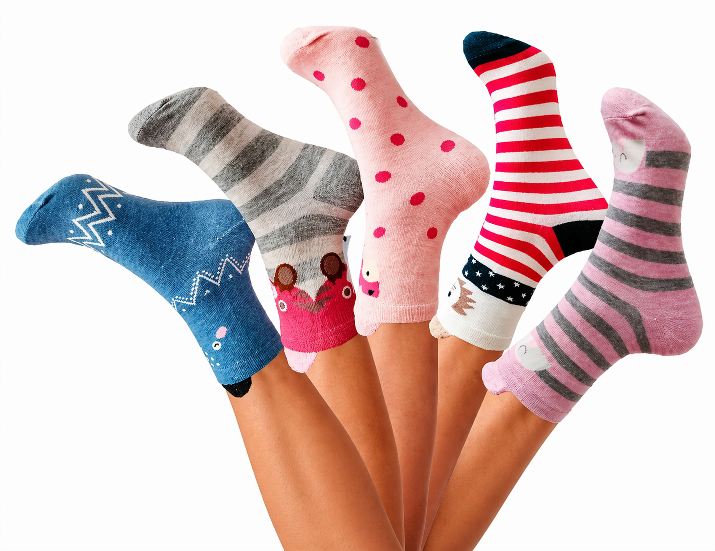Calcetas Orejitas Largas 3/4 Mujer 3D Animalitos Algodón Cute 10 Pares