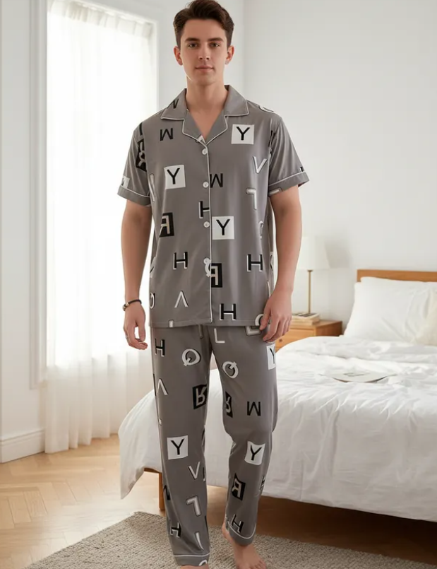 Pijama De Hombre Letras Color Marrón