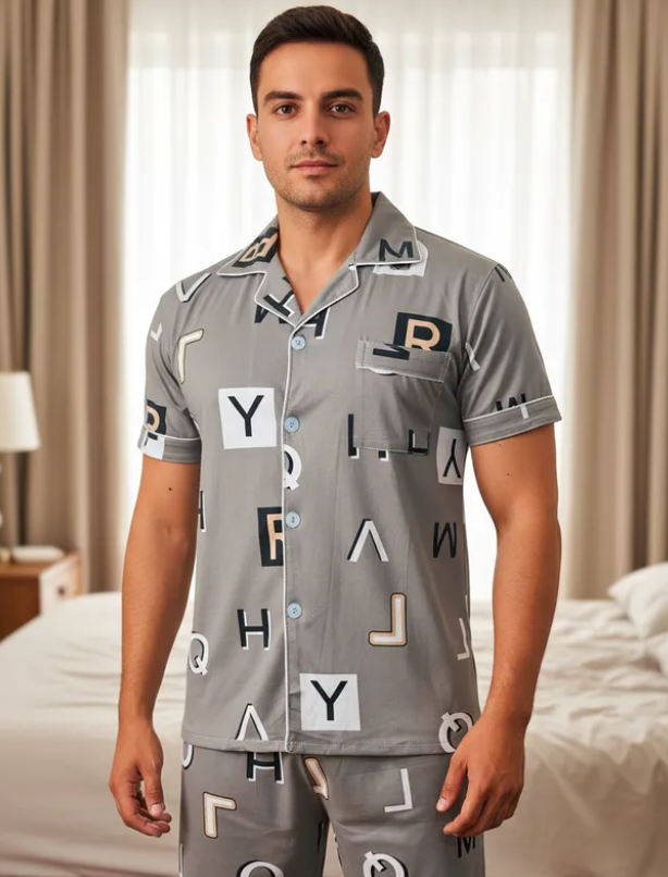 Pijama De Hombre Letras Color Marrón