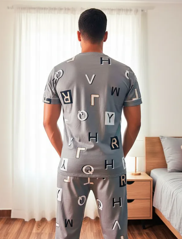 Pijama De Hombre Letras Color Marrón