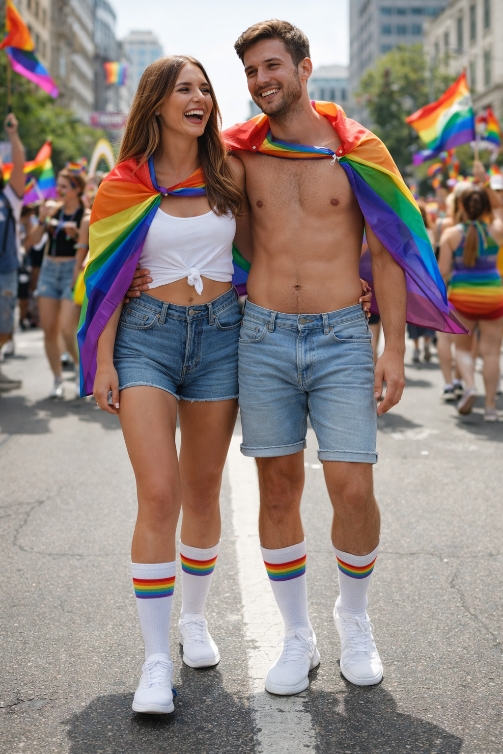 Calcetines "Rayas Arcoíris LGBT Pride Color Blanco"