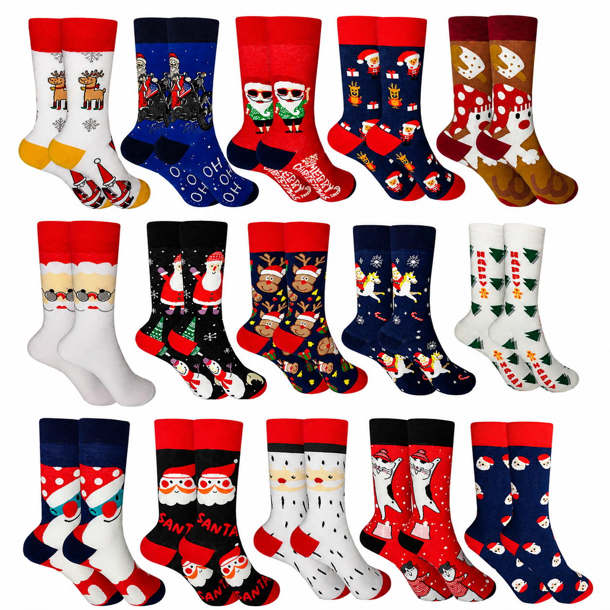 Calcetines Navideños Unisex Largos De Mujer/Hombre Excelente Calidad 10 pares
