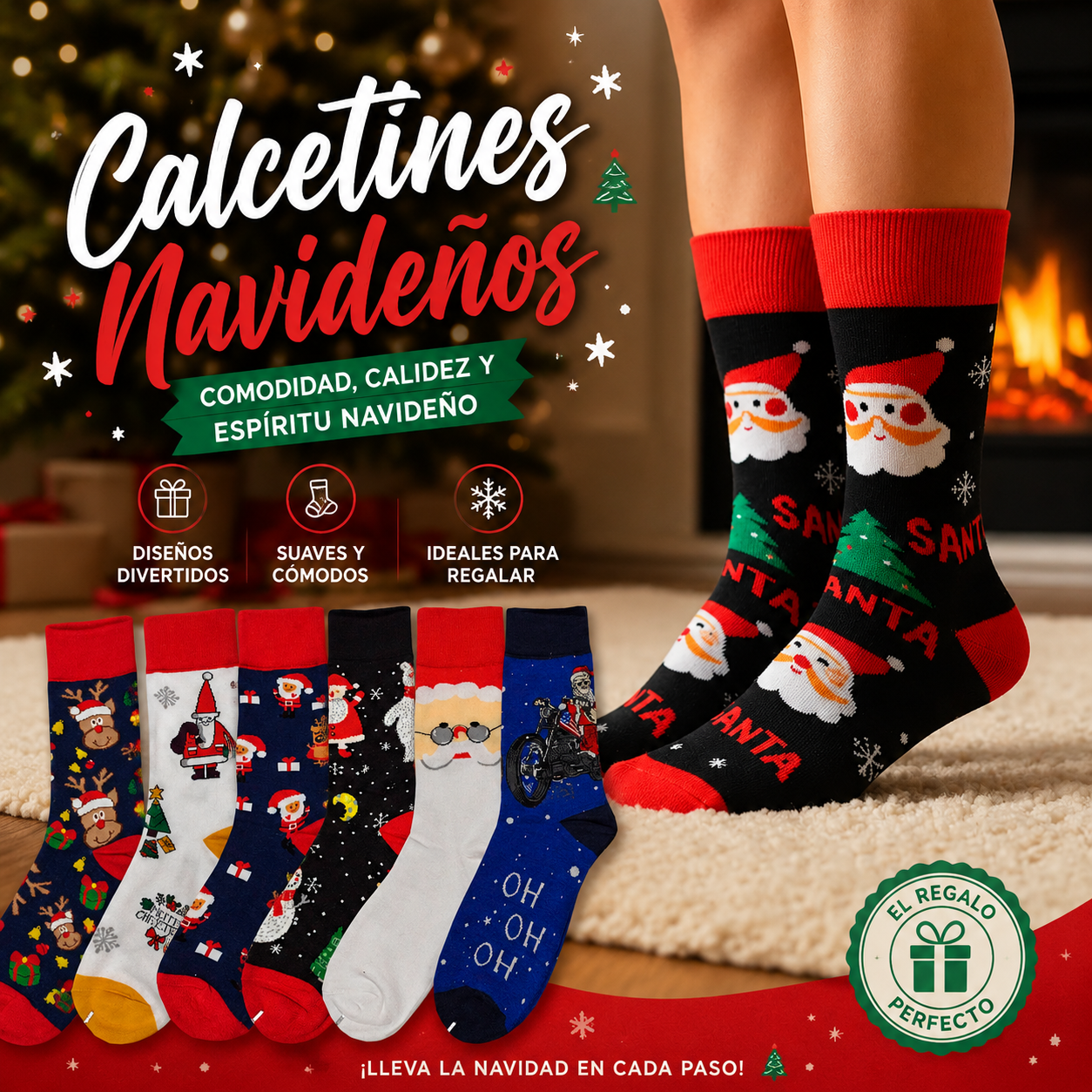 Calcetines Navideños Unisex Largos De Mujer/Hombre Excelente Calidad 10 pares
