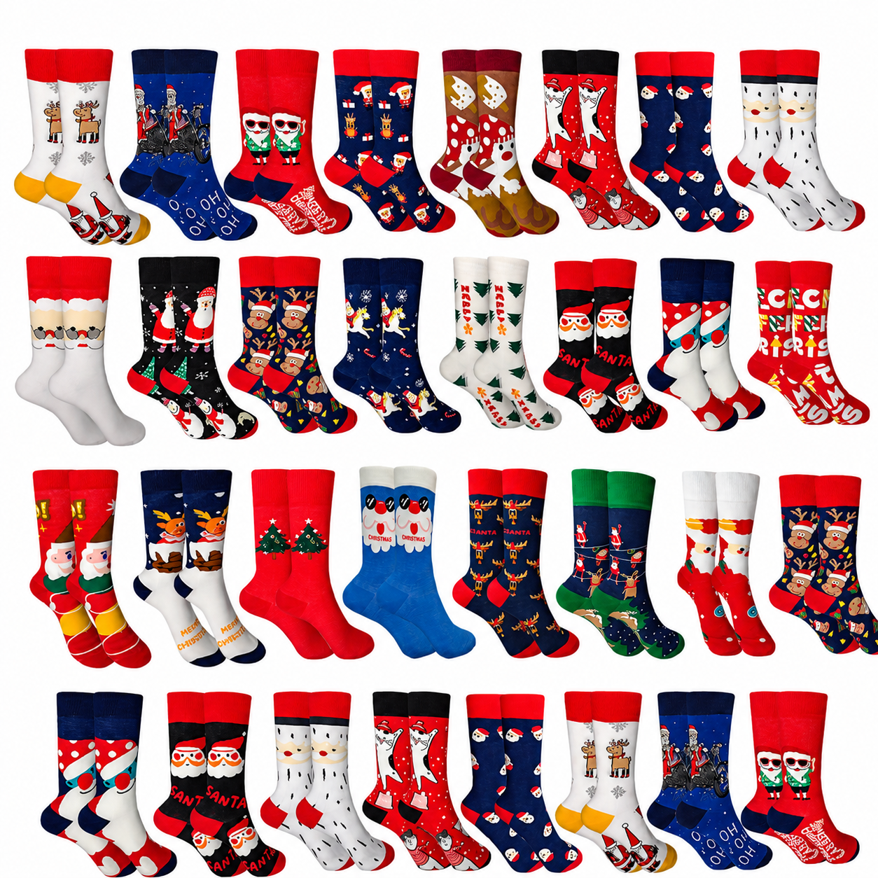 Calcetines Navideños Unisex Largos De Mujer/Hombre Excelente Calidad 10 pares