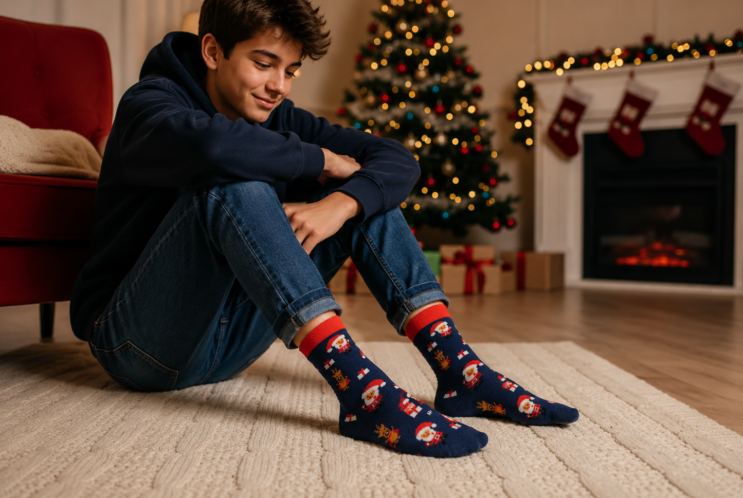 Calcetines Navideños Unisex Largos De Mujer/Hombre Excelente Calidad 10 pares