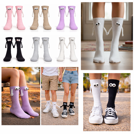Calcetas De Manitas Imán y Ojitos Moda Divertidos 6 Pares