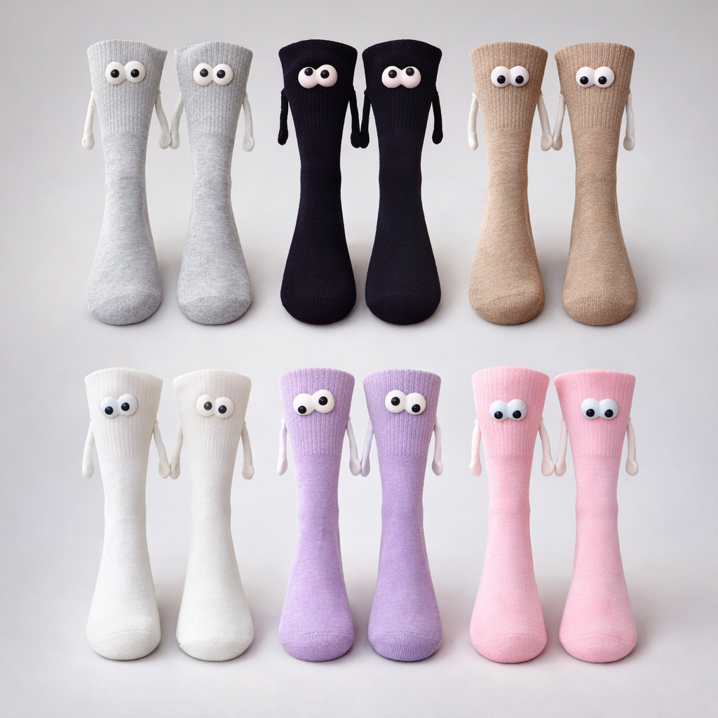 Calcetas De Manitas Imán y Ojitos Moda Divertidos 6 Pares