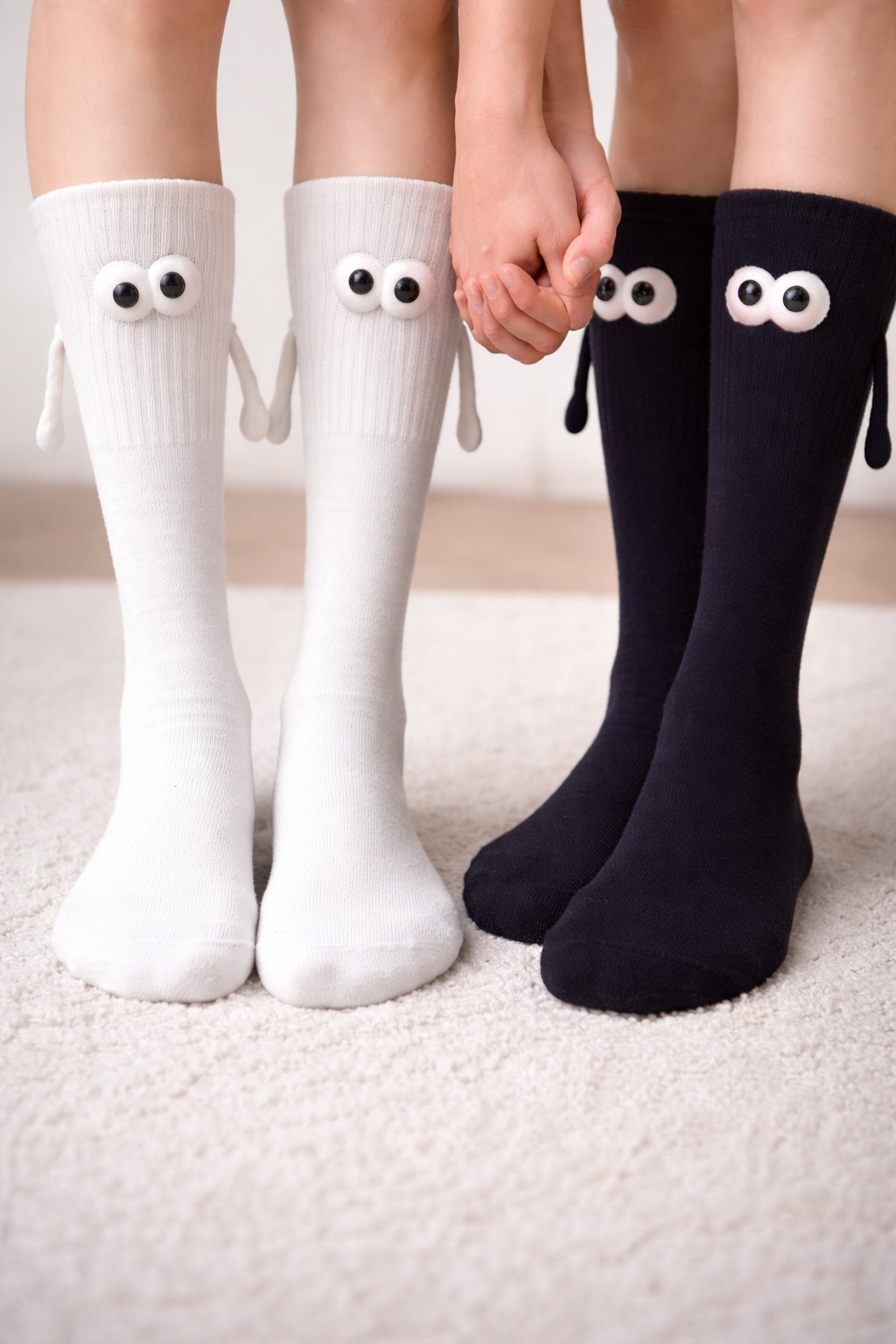 Calcetines De Manitas Con Imán y Ojitos Pareja Colores Moda 1 Par