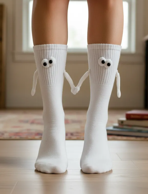 Calcetines De Manitas Con Imán y Ojitos Pareja Colores Moda 1 Par