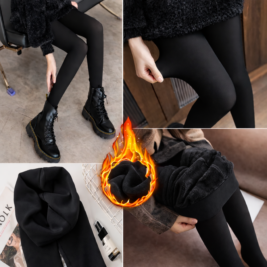 Medias Térmicas Afelpadas Dama Moda Cute Efecto Piel Elegantes 1 Pieza