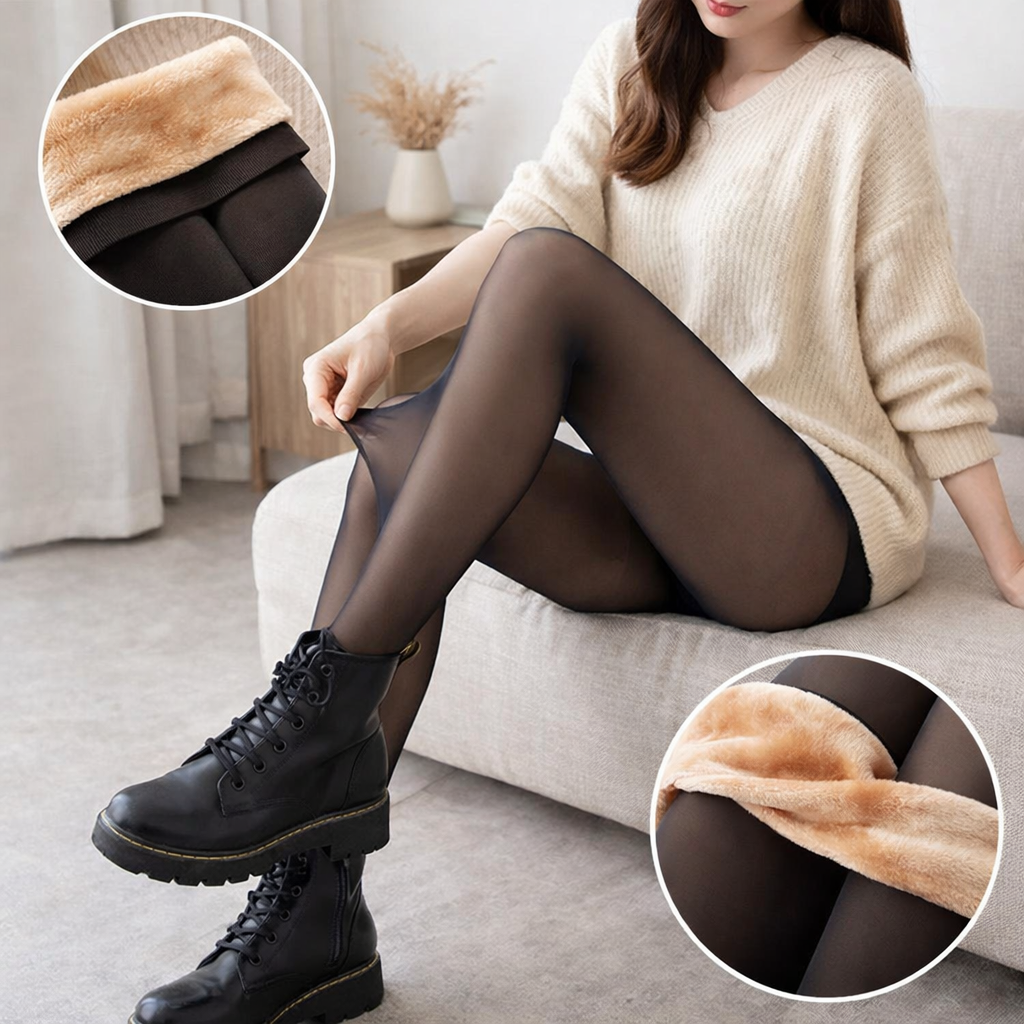 Medias Térmicas Afelpadas Dama Moda Cute Efecto Piel Elegantes 1 Pieza