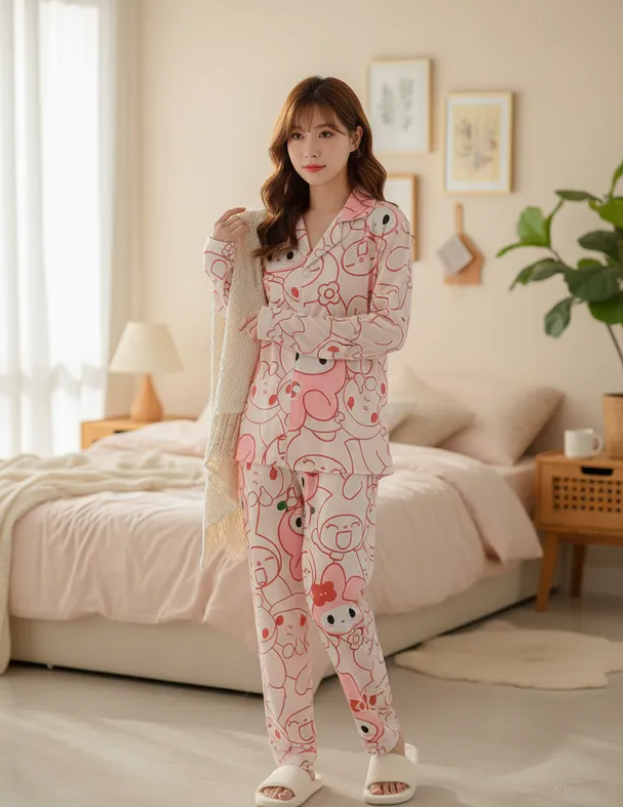 Pijama Dama Pantalón y Camisa de Botones Cute Diseño De Melody