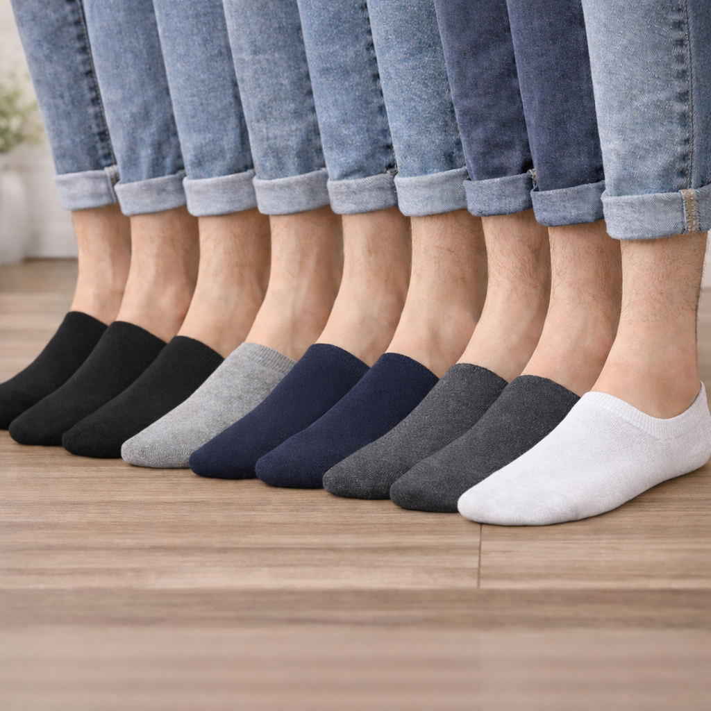 Calcetín Tin-protector Invisible Con Silicón Lisos Elegantes Hombre 10 Pares
