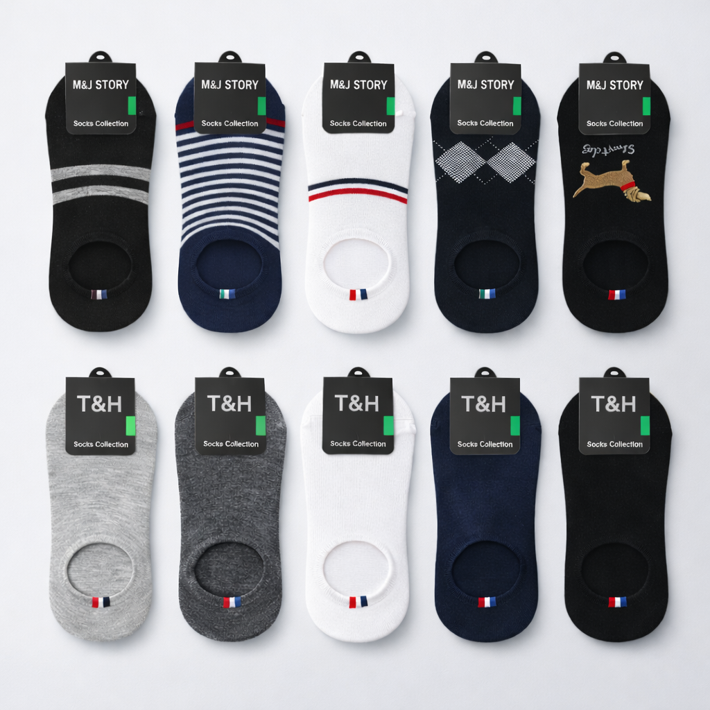 Calcetín Tin-protector Invisible Con Silicón Lisos Elegantes Hombre 10 Pares