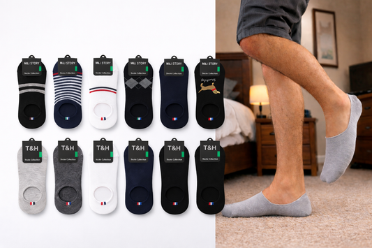 Calcetín Tin-protector Invisible Con Silicón Lisos Elegantes Hombre 10 Pares