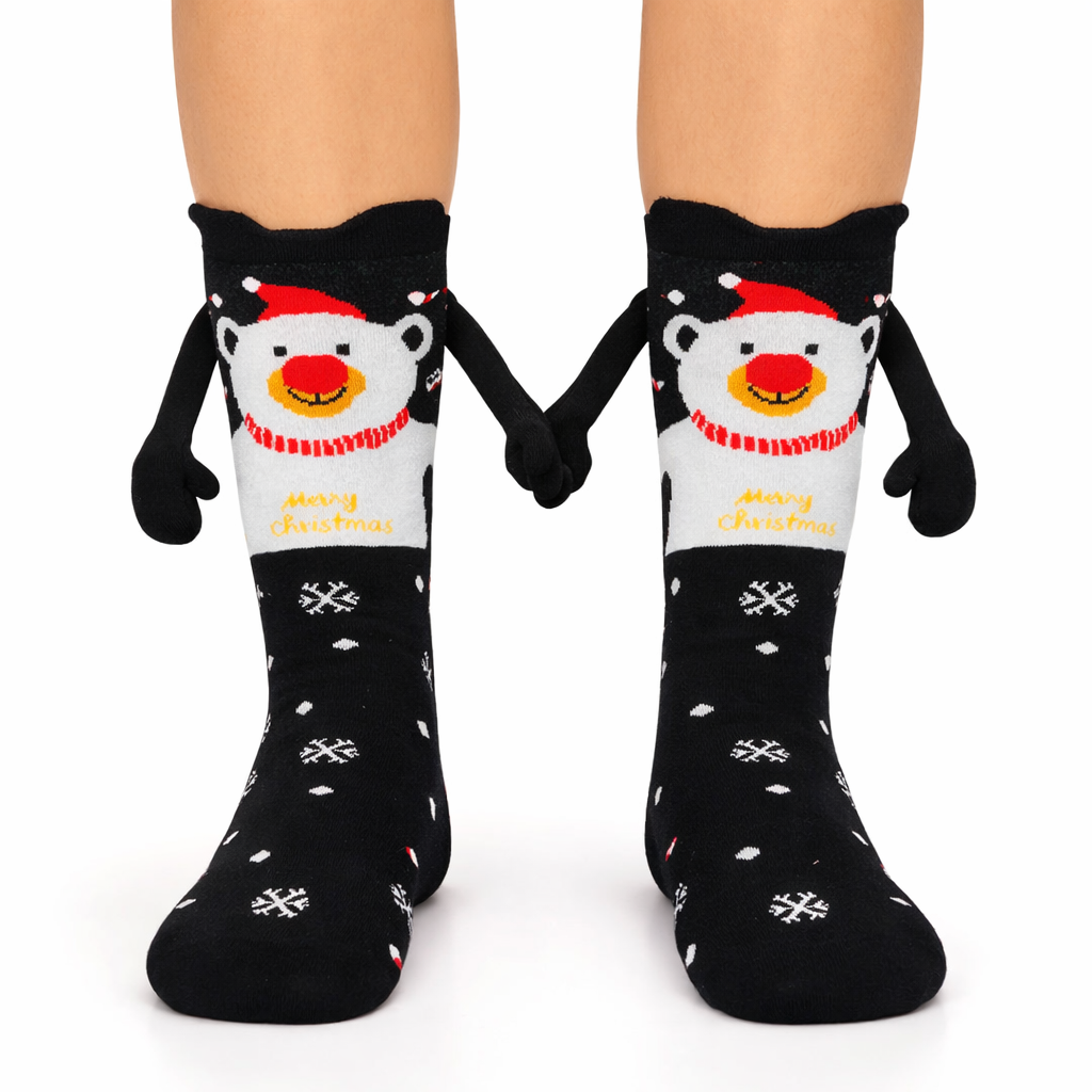 Calcetas Navideñas Manitas Imán Moda Cute Oso Polar Festivo 1 Par