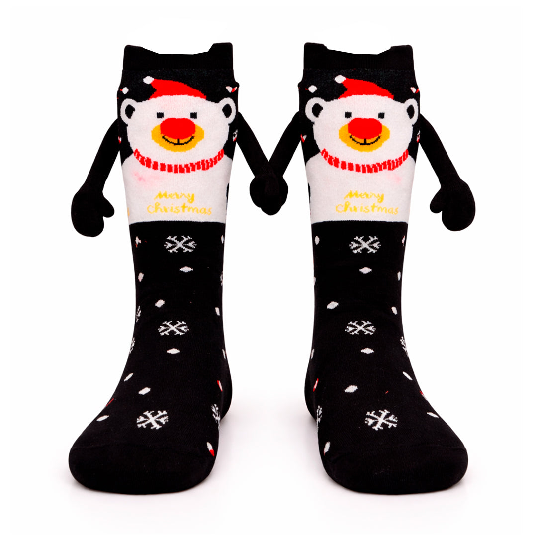 Calcetas Navideñas Manitas Imán Moda Cute Oso Polar Festivo 1 Par