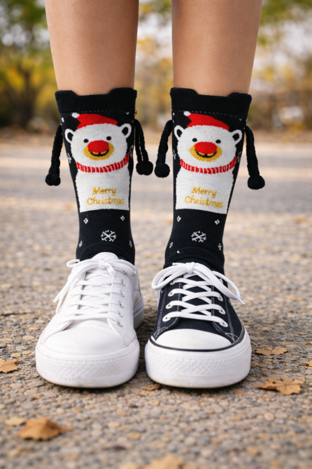Calcetas Navideñas Manitas Imán Moda Cute Oso Polar Festivo 1 Par
