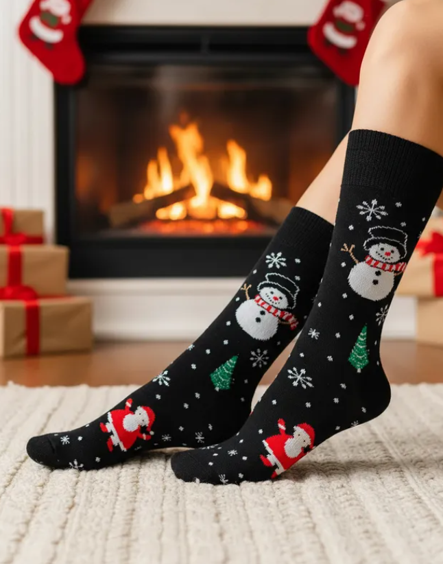 Calcetines Navidad De Muñeco De Nieve Olaf  / "Con Pinos Y Santa Claus"