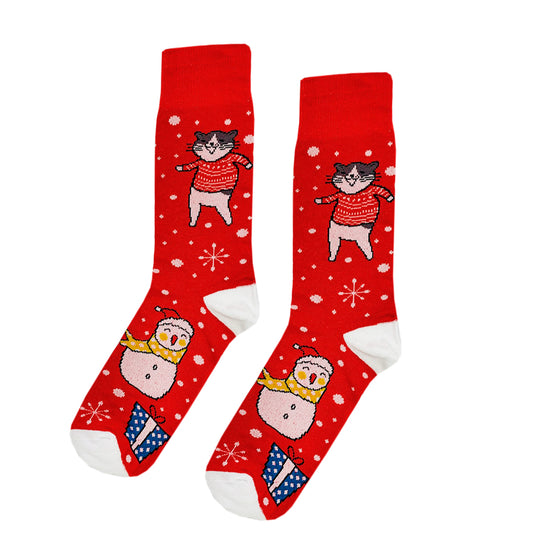 Calcetines Navidad Copos De Nieve / "Gatito Y Muñeco De Nieve"