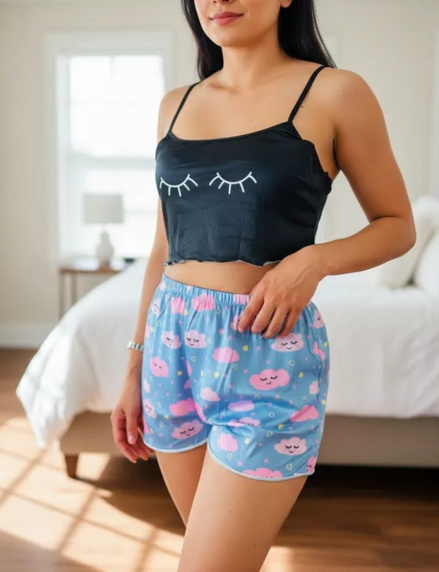 Pijama Mujer Top/Short Frescas Moda "Nube"