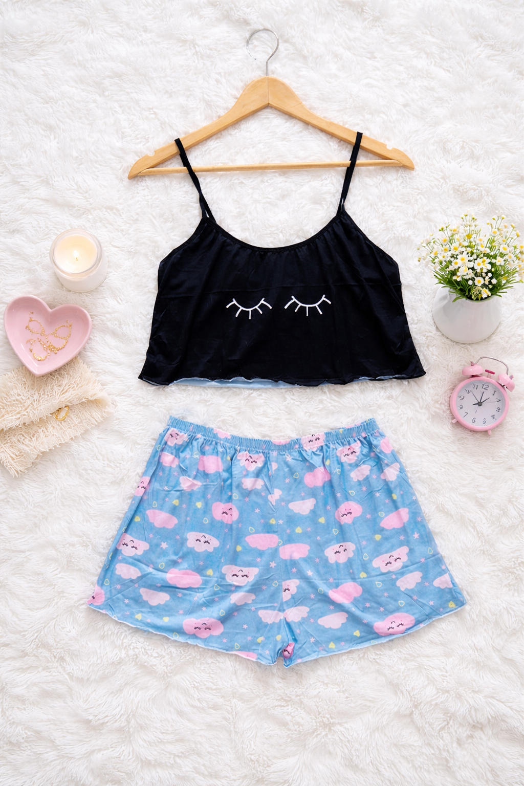 Pijama Mujer Top/Short Frescas Moda "Nube"
