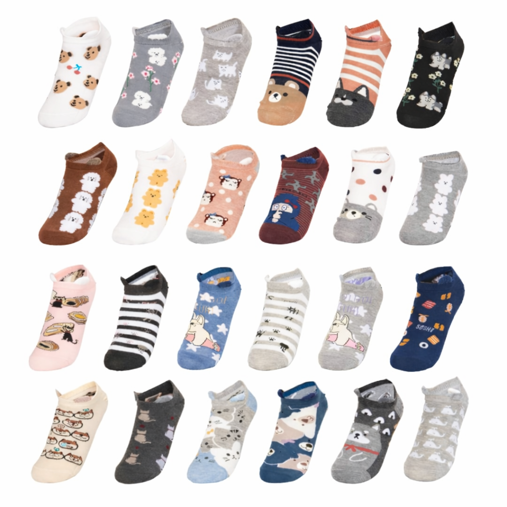Calcetas Cortas Orejitas Mujer Animalitos Algodón 10 Pares