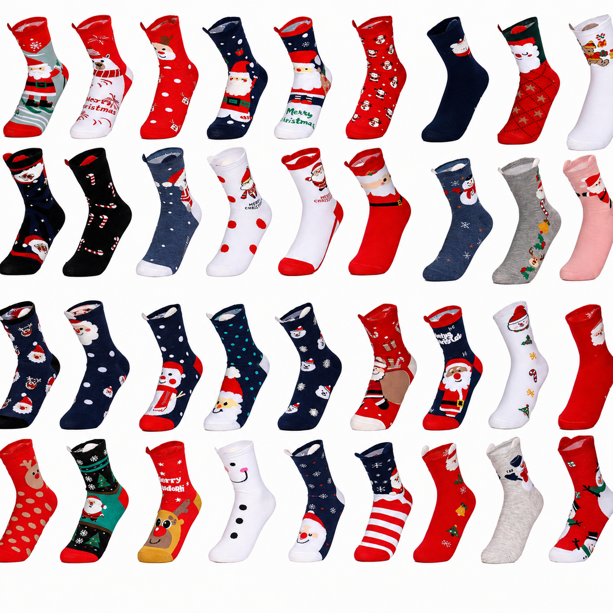 Calcetas Navideñas De Mujer Orejitas Algodón Moda Calidad 12 Pares