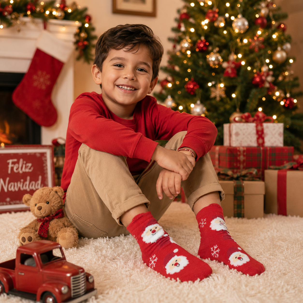 Calcetas Navideñas Infantil Orejitas Algodón Moda Calidad 12 pares