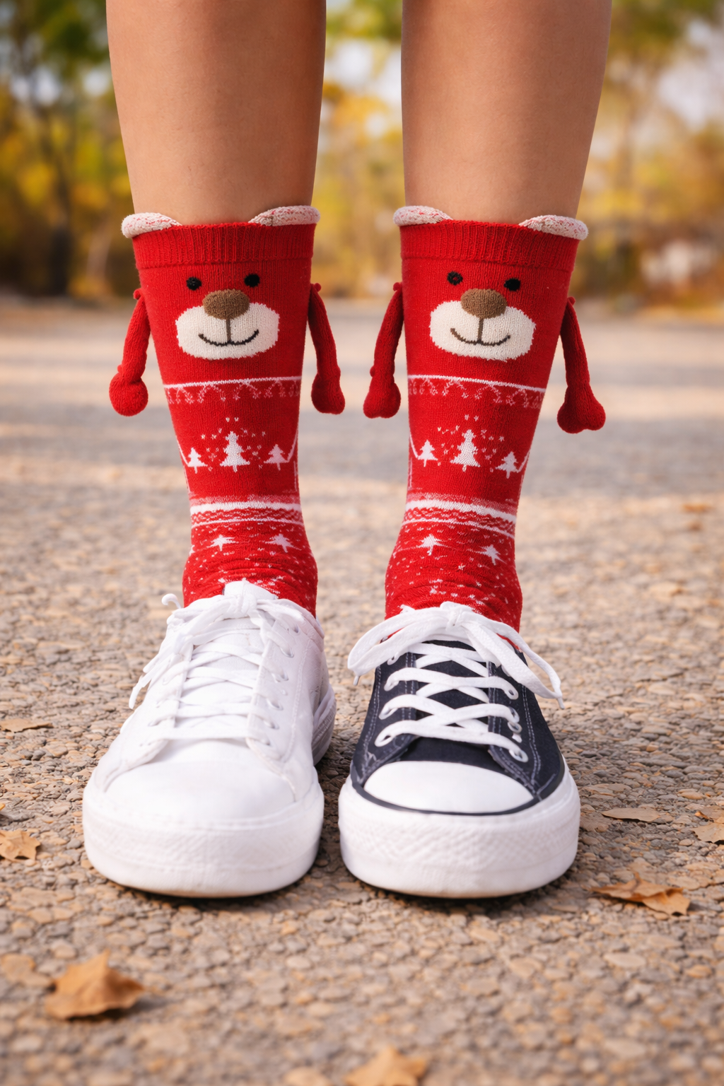 Calcetas Navideñas Manitas Imán Moda Cute Oso Navideño 1 Par