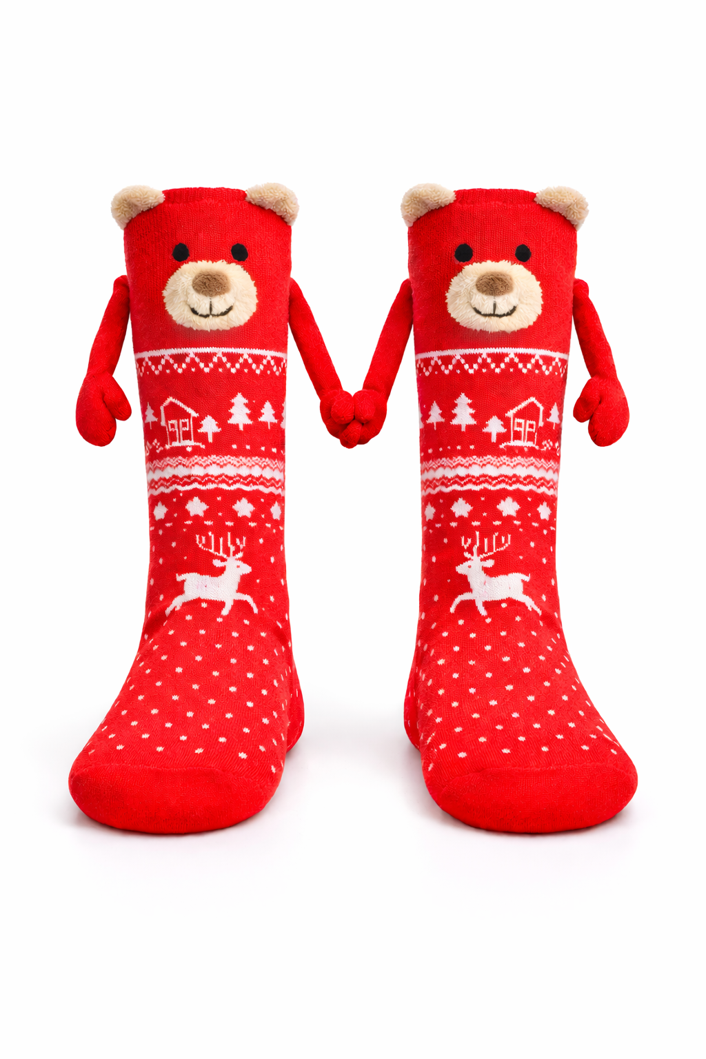 Calcetas Navideñas Manitas Imán Moda Cute Oso Navideño 1 Par