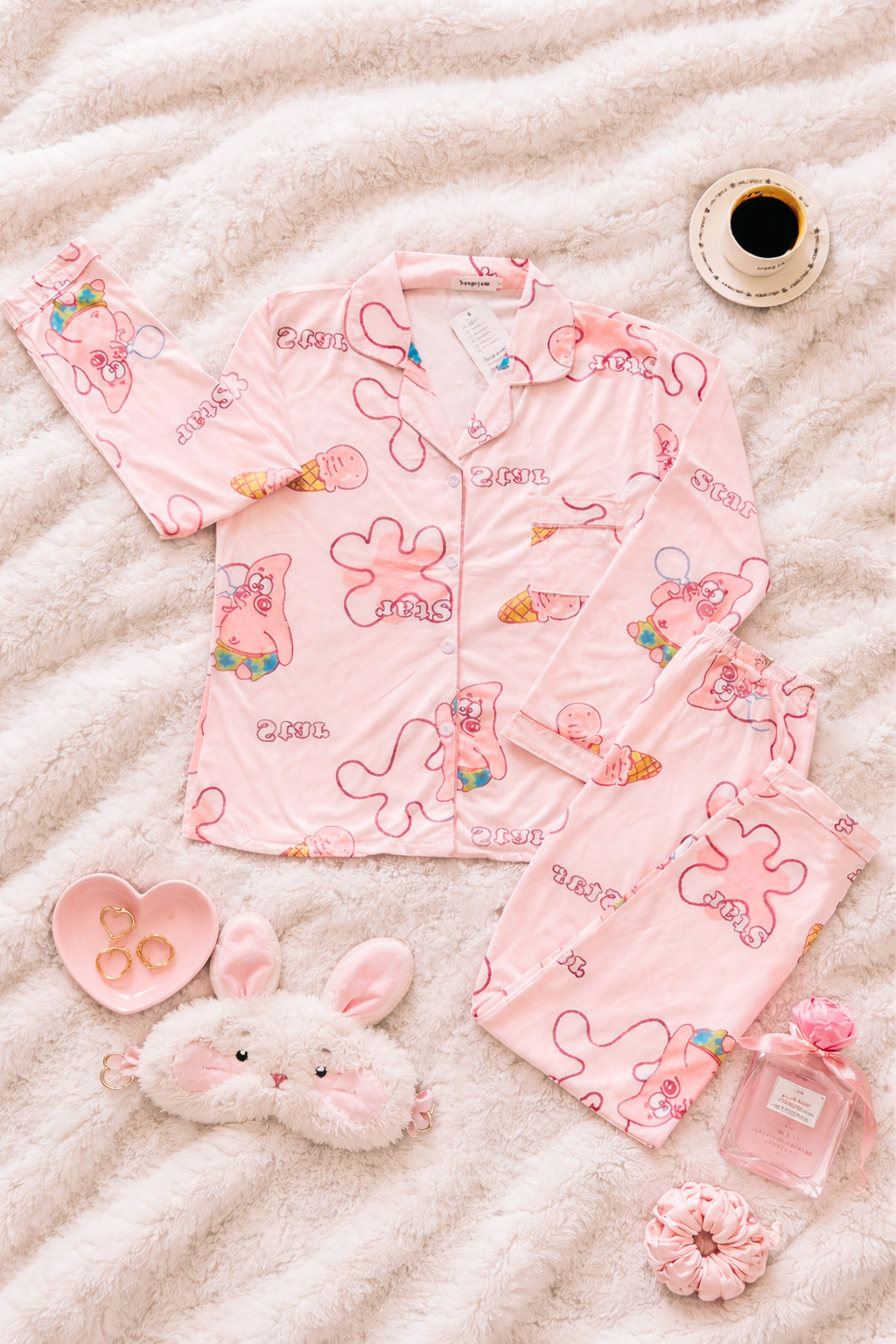 Pijama Dama Pantalón y Camisa de Botones Cute Diseño De Patricio Estrella