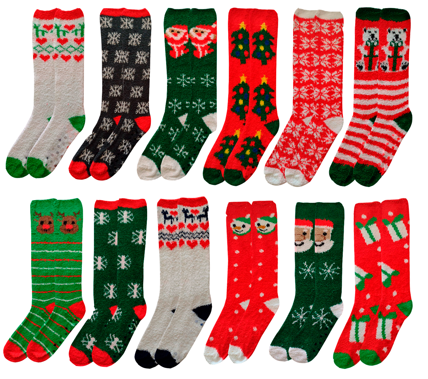 Calcetas Afelpadas Navidad Peluche Térmicas Invierno Set de 4 Pares