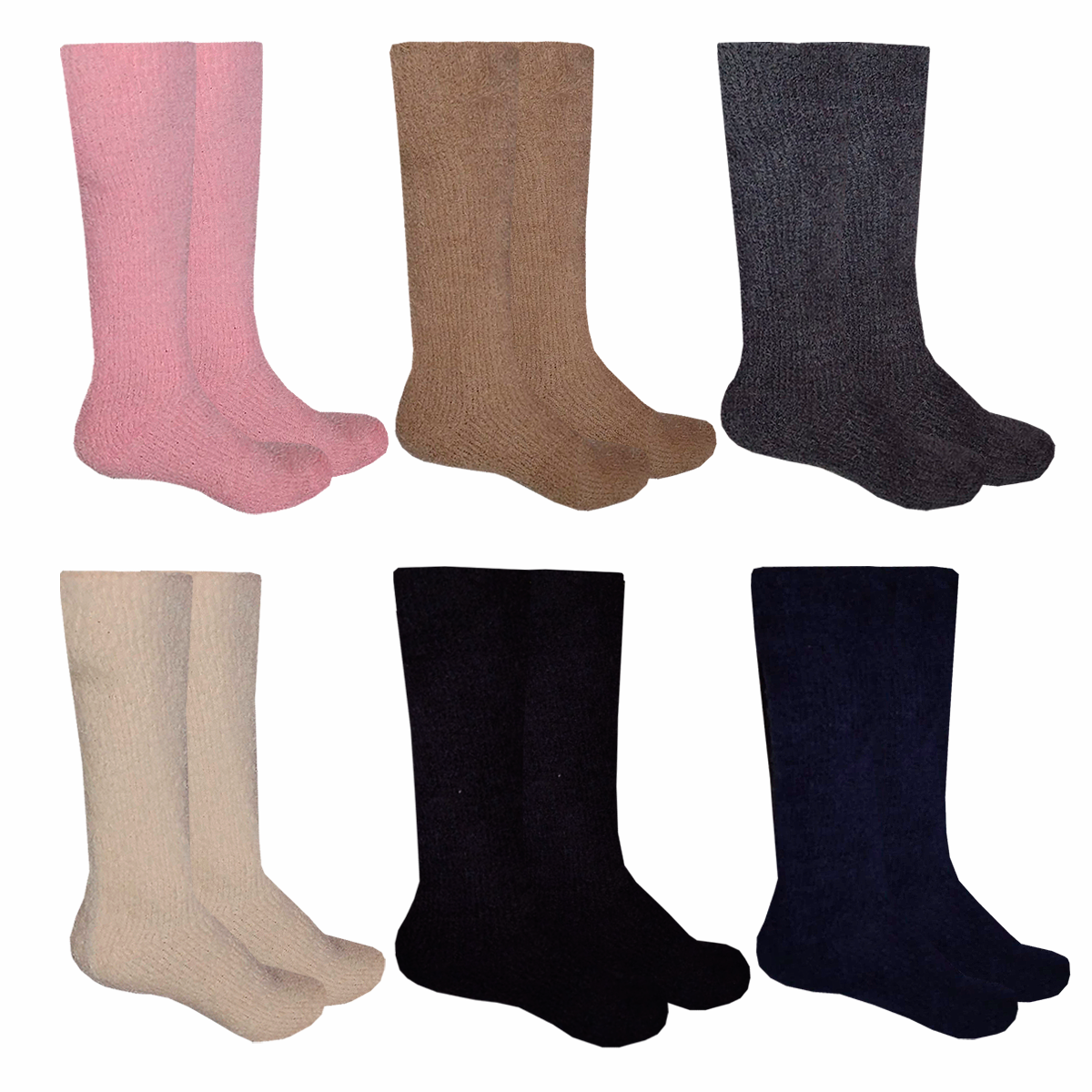 Calcetas De Peluche Lisas Largas Algodón Suaves (4 Pares)