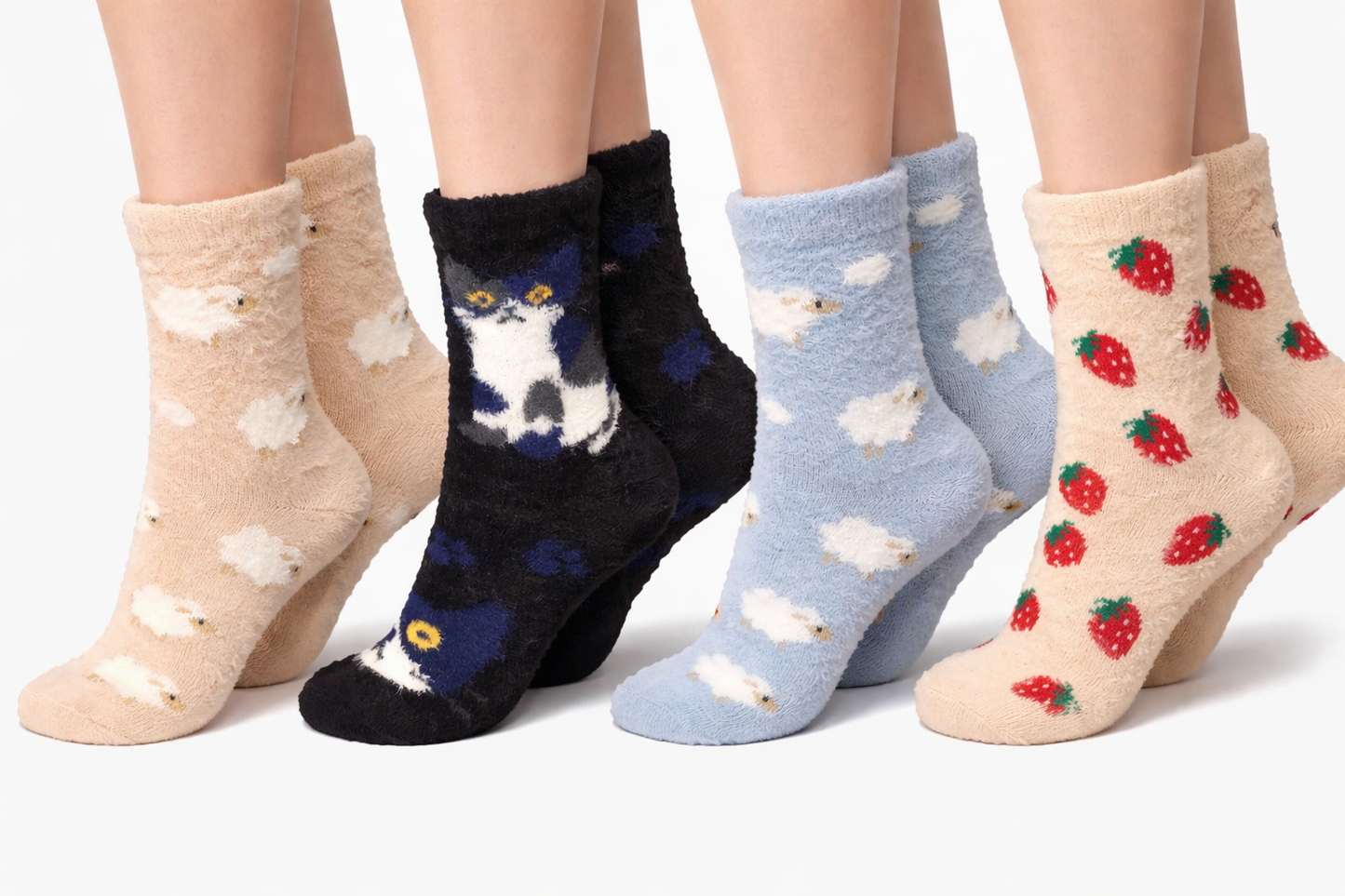 Calcetas Afelpadas Figuritas Térmicas Invierno 4 Pares