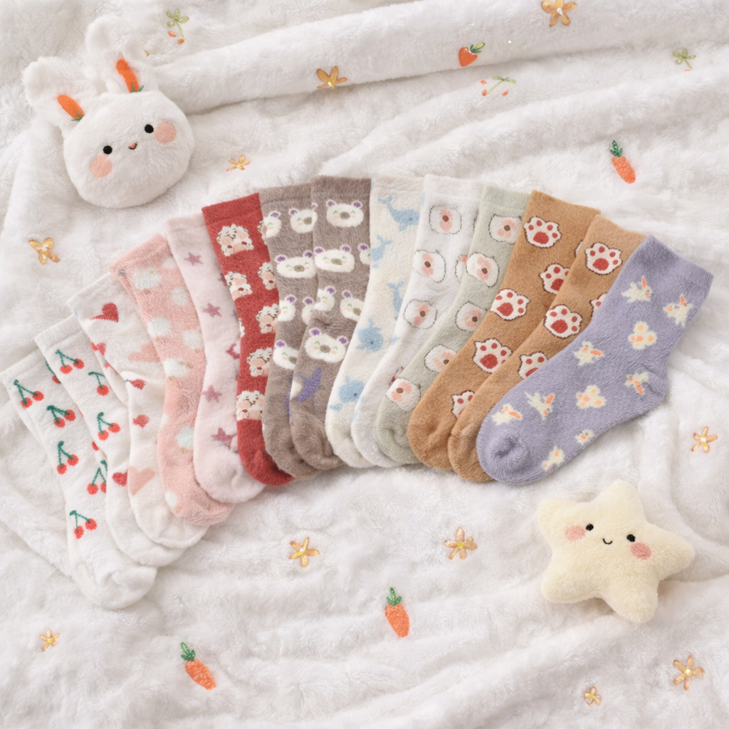 Calcetas Afelpadas Figuritas Térmicas Invierno 4 Pares